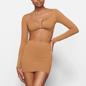 SKIMS Tan Long Sleeve Swim TOP ONLY